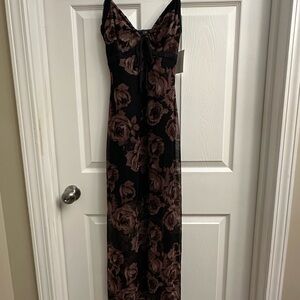 Vibe Black and Brown Rose Maxi Dress